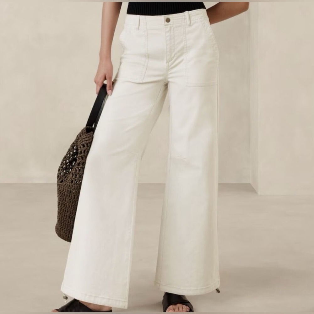 Banana Republic Factory Wide Leg Straight Pants 12 Petite